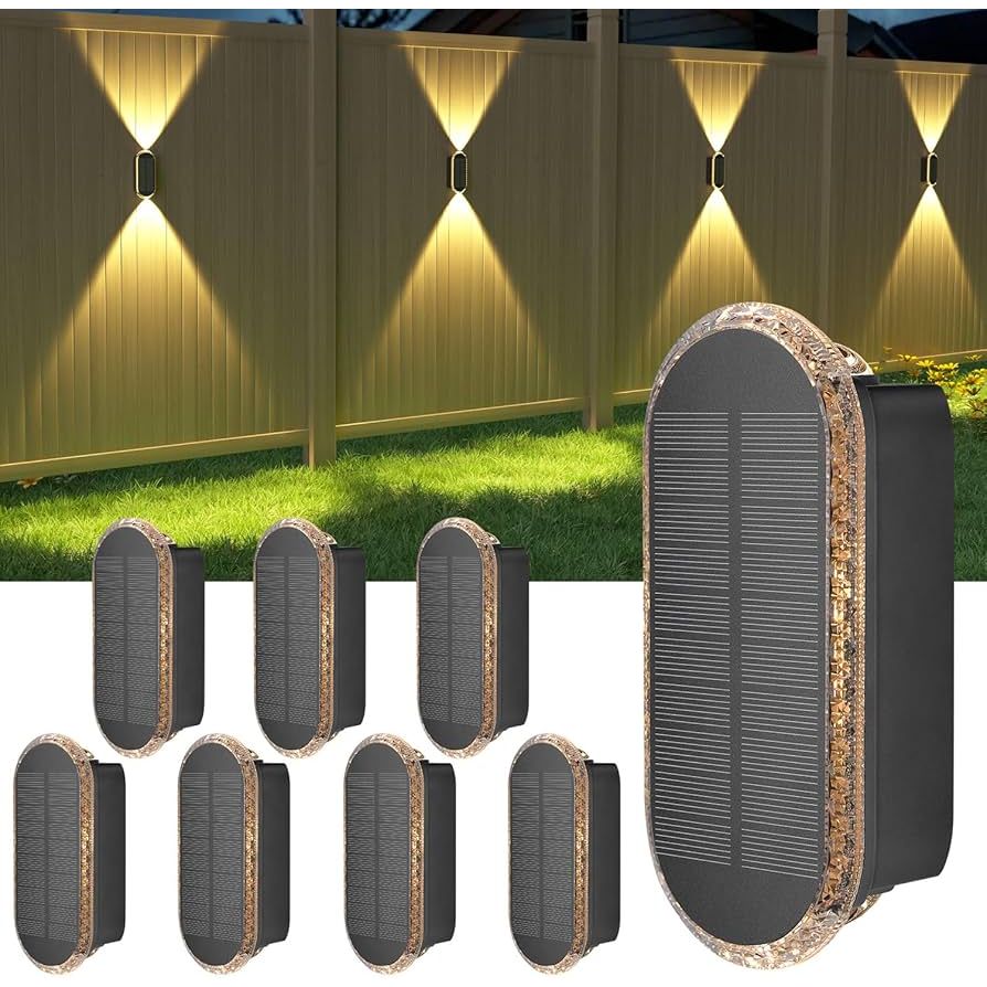 8 - Pack Fence Lights Solar Powered, Up and Down Focus LED Solar Wall Lights Outdoor, IP65 Waterprrof - Just Closeouts Canada Inc.