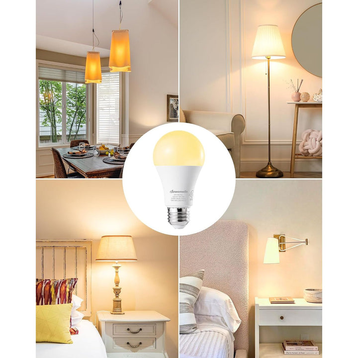 4-Pack Dimmable LED A19 Light Bulb, Soft White Light with Warm Glow, 800 Lumen, 2700K, 10W (60 Watt Equivalent), E26 Medium Screw Base, UL Listed
