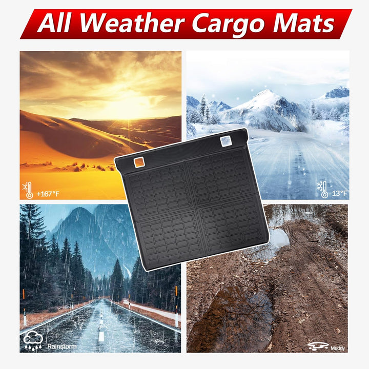 5 Seater ONLY Cargo Mat for 2010-2024 Toyota 4Runner Accessories Cargo Mat Seat Backrest 2 in 1 Mat All-Weather TPE Black Trunk Cargo Liner for 4Runner Accessories(Fit W/O Sliding Tray)