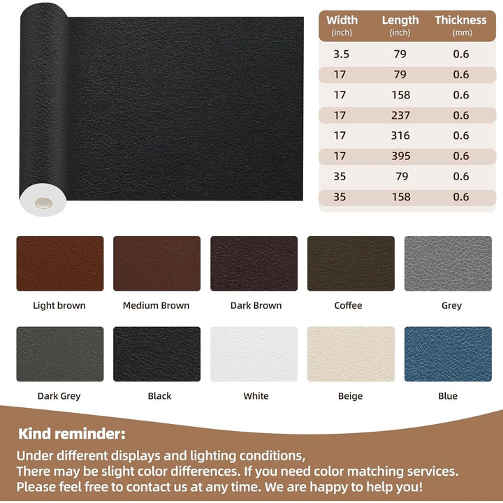 Leather Repair Kit, 17X79 inch Self Adhesive Leather Patch Waterproof, DIY Large Vinyl Patches for Couches, Furniture, Kitchen Cabinets, Wall （Dark Brown, 17X79 inch）