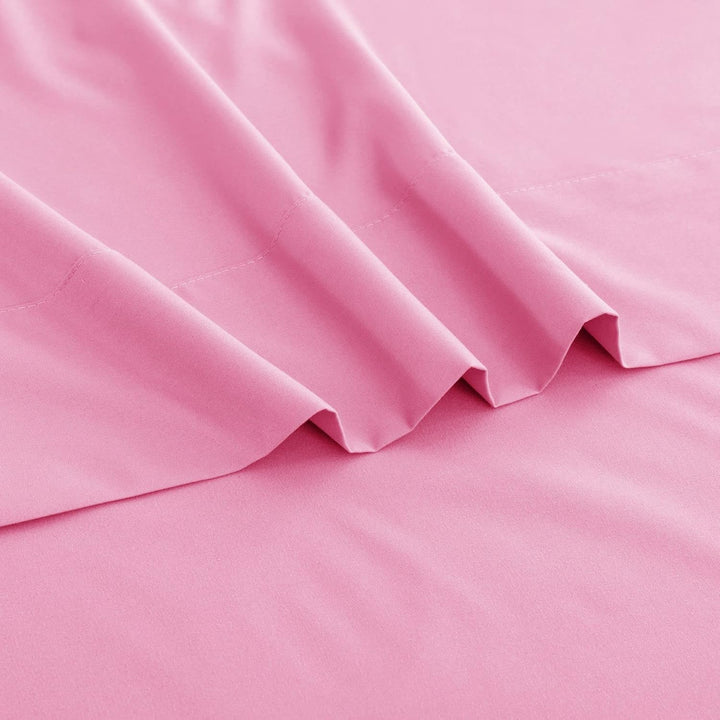 Ghooss Bed Sheet Set-1 Flat Sheet,1 Fitted Sheet and 2 Pillowcases,100% Microfiber Luxury Bedding-Deep Pocket,Hypoallergenic,Wrinkle & Fade Free?Pink?Full?