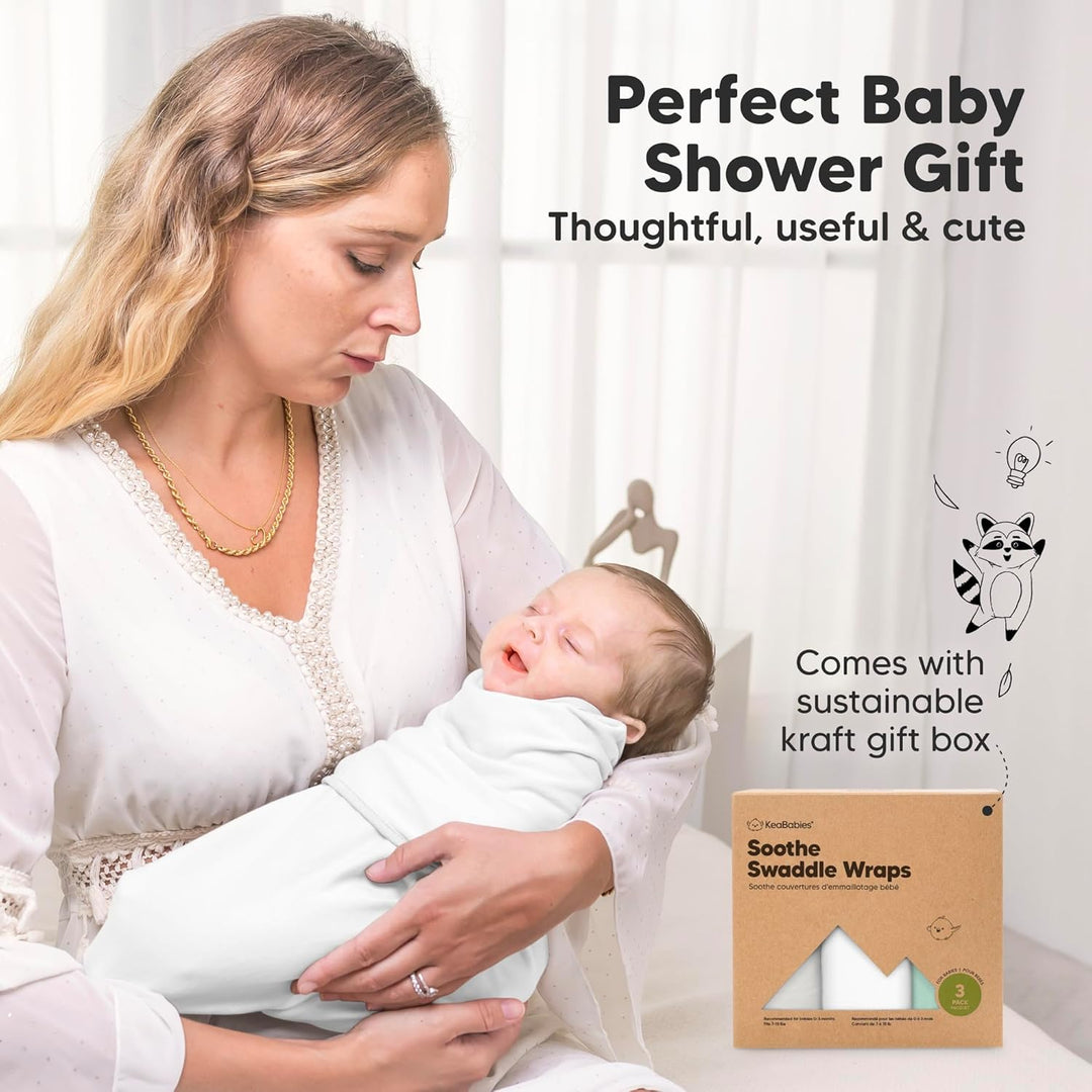 3-Pack Organic Baby Swaddle Sleep Sacks - Swaddles for Newborns, Infant 0-3 Months, Baby Girls, Boys, Soft & Snug Newborn Sleep Sack, Nursery Swaddling Blankets, Easy to Use (Ripple)
