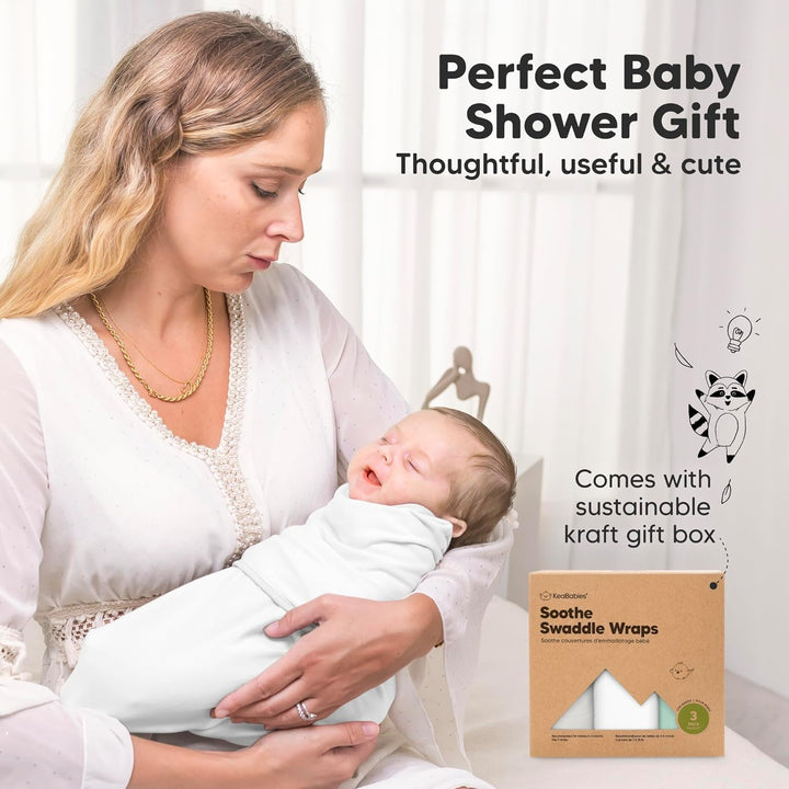 3-Pack Organic Baby Swaddle Sleep Sacks - Swaddles for Newborns, Infant 0-3 Months, Baby Girls, Boys, Soft & Snug Newborn Sleep Sack, Nursery Swaddling Blankets, Easy to Use (Ripple)
