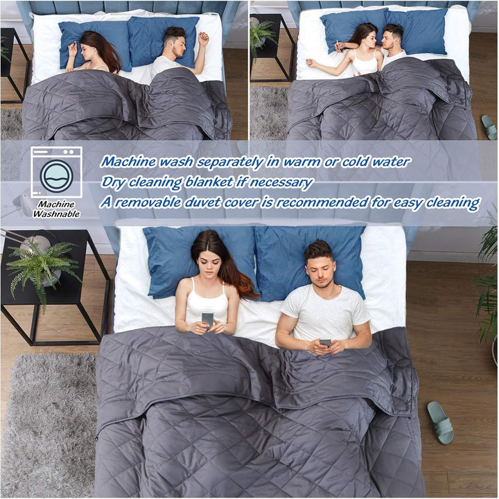 Weighted Blanket King Size(25lbs,88x104Inches), King Size Bed Adult Heavy Blanket Washable with Premium Glass Beads-Dark Grey
