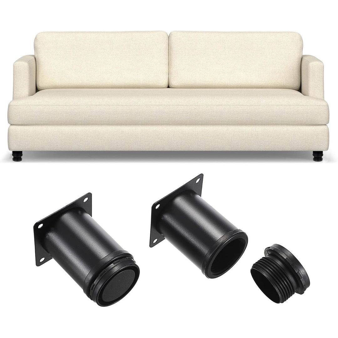 8Pcs 3 Inch Adjustable Metal Furniture Legs Stainless Steel Furniture Cabinet Legs Heavy Duty Replacement Sofa Support Legs Sofa Feet Furniture Feet for Worktop, Unit, Desk Table, Couch, Black