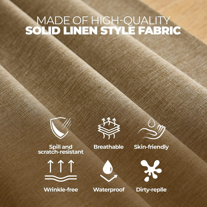 Waterproof Rectangle Dining Table Cover for 6 Seater, 6ft Table, Easy Wipe Clean Outdoor Linen Tablecloth for Party, Wedding and Camping (Oblong, 60 x 84 inch (Rectangular), Natural)