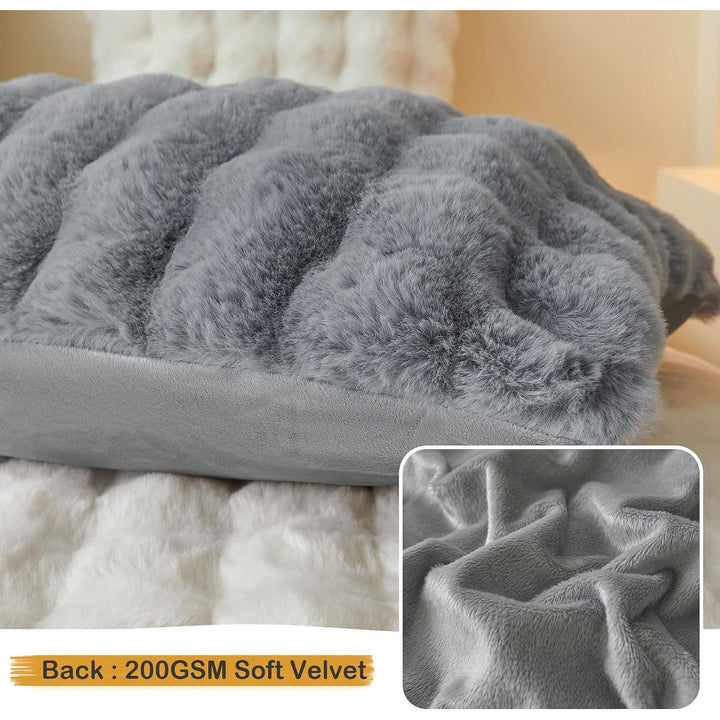 Fluffy Faux Rabbit Fur Body Pillow Cover, Soft Cute Bubble Shaggy Plush Bed Body Pillowcase with Zipper Closure, Long 20"x54" Fuzzy Furry Pillow Case for Pregnancy Side Sleeper, Light Grey
