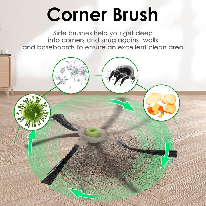 6 Pieces Side Brush for Lefant M1, M320, M310, M210B M213S M210S M210 M213 M210 Pro M210P, OKP Life K2 K3 K3A K4 K5, Robot Vacuum Cleaner Sweeping Brushes, Replacement Parts Corner Brush Accessories