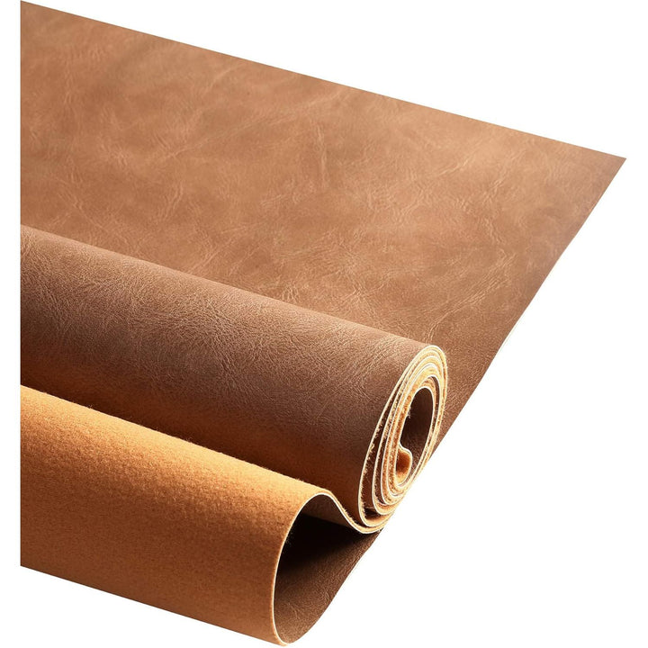 Premium Faux Leather Upholstery Fabric 1.2mm Thickness, Waterproof Upholstery Leather Distressed Bark Fabric(Khaki, Pre-Cut 36"x54")