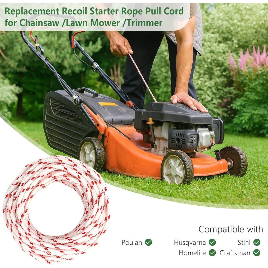 Recoil Starter Rope Pull Cord 10-Meter Diameter 4.5mm Compatible with Stihl Craftsman Husqvarna Poulan Lawn Mower Trimmer Chainsaw Brush Cutter Edger Engine Parts