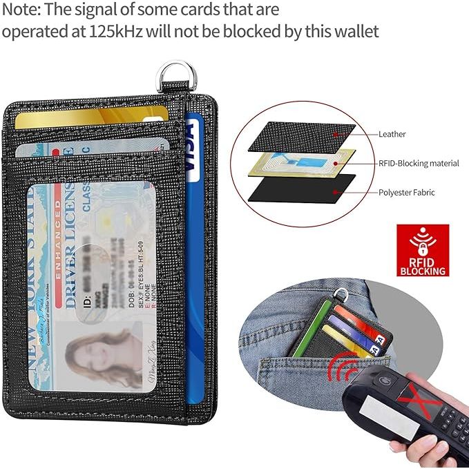 Slim Minimalist Front Pocket Wallet, RFID Blocking Credit Card Holder Wallet with Detachable D-Shackle for Men Women