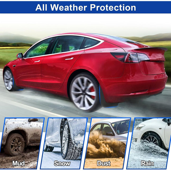 4 PCS Splash Guards for Tesla Model 3 Mud Flaps 2023-2019 No Drilling Car Fender Compatible with Model 3 2023 2022 2021 2020 2019 Upgraded Front and Rear Car Mud Flaps Black