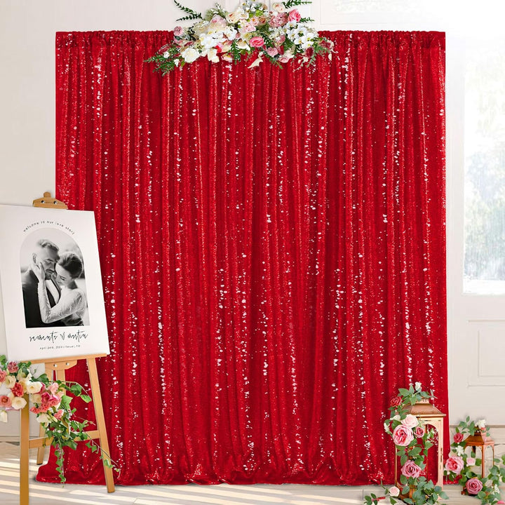 4ft x 8ft Red Sequin Backdrops Glitter Curtain Photography Background Valentine's Day Baby Shower Decorations