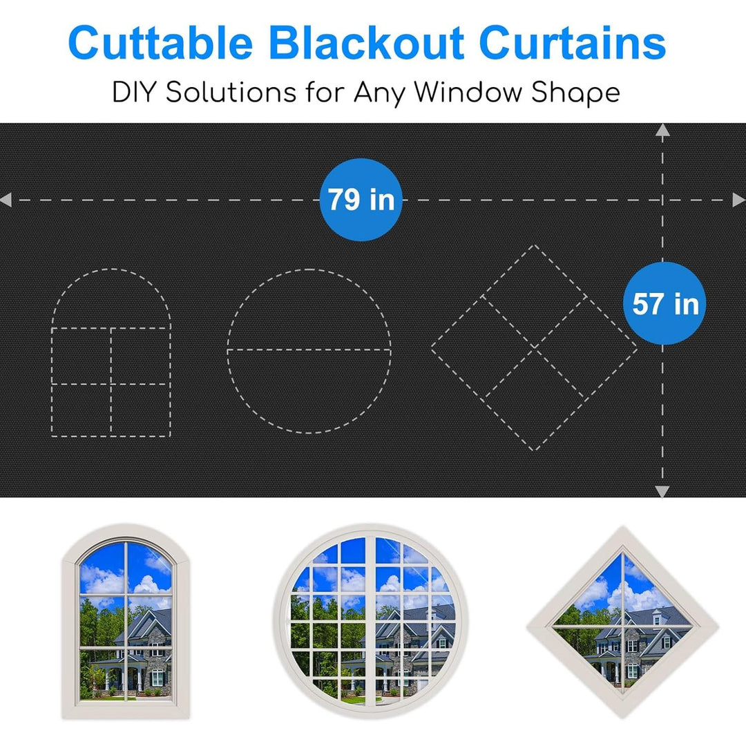 Blackout Curtains for Bedroom - 200x145 cm Portable Blackout Blinds Curtain for Any Windows -100% Blackout Shades Window Film -Temporary Blackout Shades for Baby Nursery,Dorm Room,Travel or Office Use