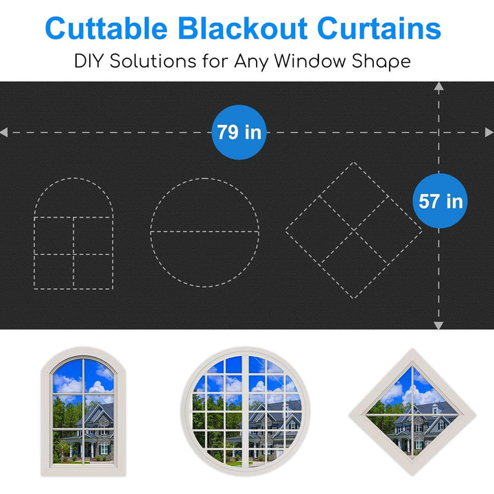 Blackout Curtains for Bedroom - 200x145 cm Portable Blackout Blinds Curtain for Any Windows -100% Blackout Shades Window Film -Temporary Blackout Shades for Baby Nursery,Dorm Room,Travel or Office Use