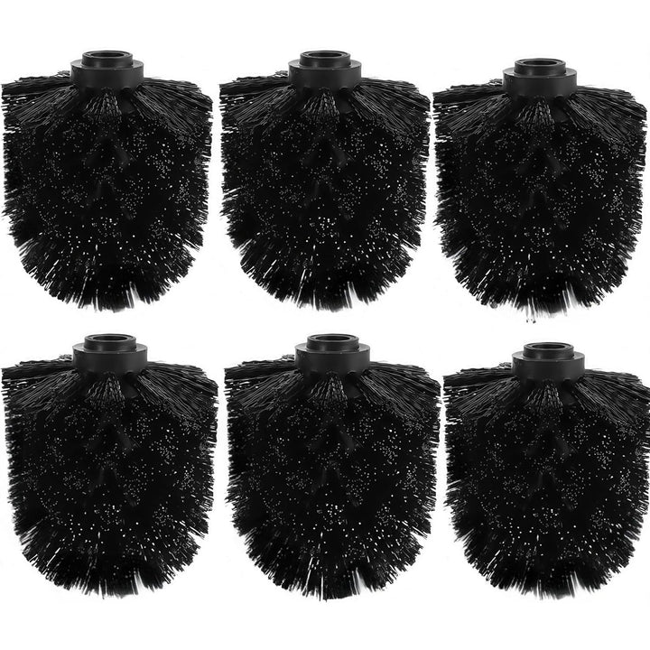6 Pack Toilet Bowl Brush Replacement Head, Premium Brush Head Cleaning Tool, Toilet Scrub Brush Cleaning Round Ball Shaped Toilet Brush Heads (Black)