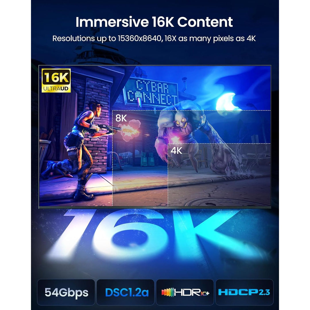 54Gbps DisplayPort Cable 2.1 [VESA Certified], [8K@165Hz, 4K@480Hz 360Hz 240Hz] DP 2.1 Cable 16K, DP54 HDR DSC Display Port Cord Compatible FreeSync G-Sync Gaming Monitor 5090 7900XTX 6.6FT