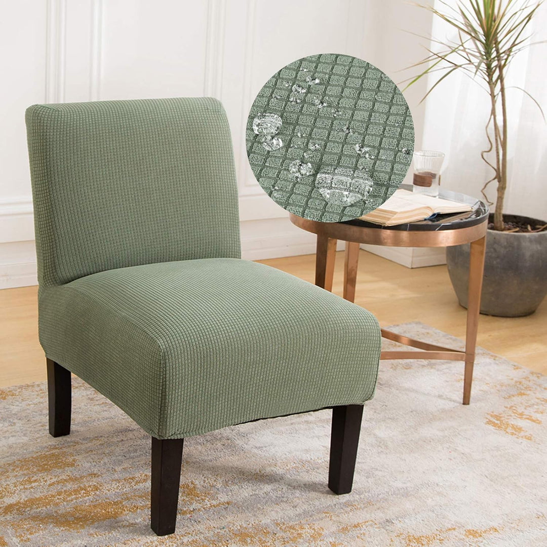Stretch Armless Chair Slipcovers, Water-Repellent Armless Accent Chair Covers Protector Removable Washable for Living Room Hotel Restaurant (A-Cyan, 1 PCS)