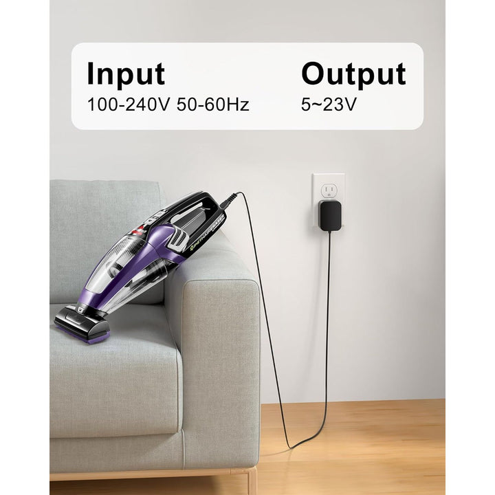 VHBW for Bissell Pet Hair Eraser Charger, Charging Power Cord Compatible with Bissell 2390 2390A 23903 2284W 2284 14.4V Lithium Ion Hand Vacuum Power Cord