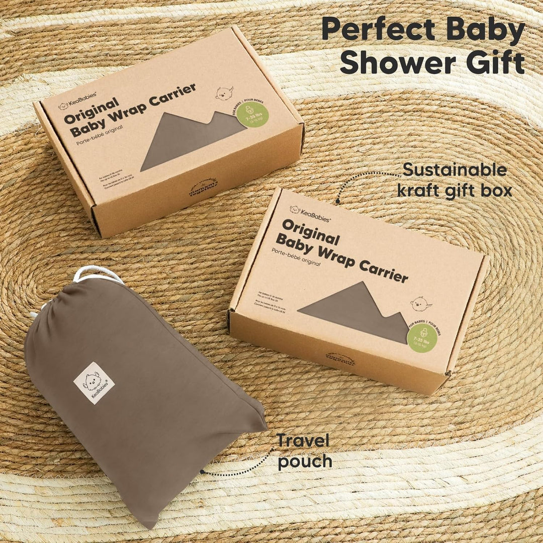 KeaBabies Baby Wrap Carrier - All in 1 Original Baby Carrier Newborn To Toddler Sling, Easy to Wear, Hands Free Bonding, Lightweight, Breathable Infant Wraps (Saddle Brown)