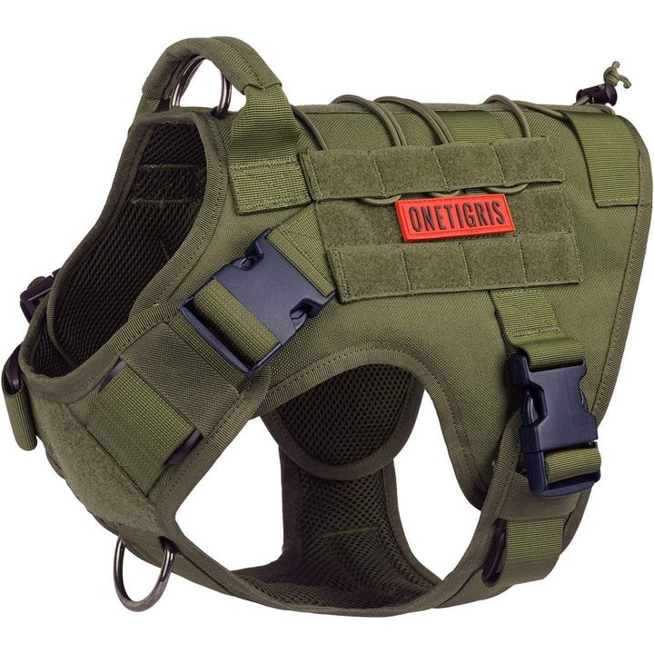 Tactical Dog Harness Military Dog Harness, Dog Harness with Handle Heavy Duty Dog Vest for Hiking Training Outdoor Dogs(Ranger Green, Large)