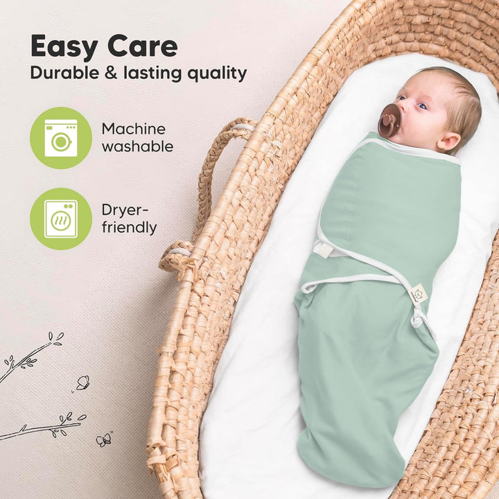 3-Pack Organic Baby Swaddle Sleep Sacks - Swaddles for Newborns, Infant 0-3 Months, Baby Girls, Boys, Soft & Snug Newborn Sleep Sack, Nursery Swaddling Blankets, Easy to Use (Ripple)