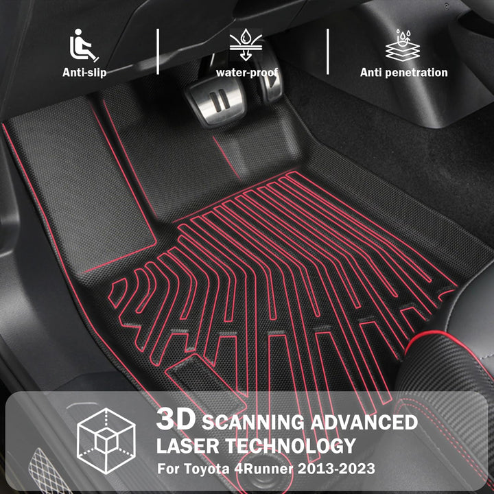 Floor Mats for Toyota 4Runner 2010-2024 Floor Mats & Cargo Liner with Backrest Mat Full Set 7 Seater All Weather Protection TPE for Toyota 4Runner Accessories Waterproof Heavy