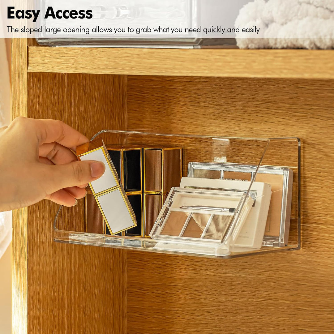 2 Pack Medicine Cabinet Shelves Organizer, Wall Mounted Storage Organizer, Clear Storage Box for RV Bathroom, Bedroom, Mirror Cabinets (Transparent)