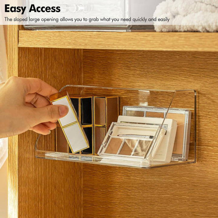 Wall Mounted Storage Organizer, No Drilling Bathroom Shelf, Clear Storage Box for Bathroom, Bedroom, Mirror Cabinets (Transparent)