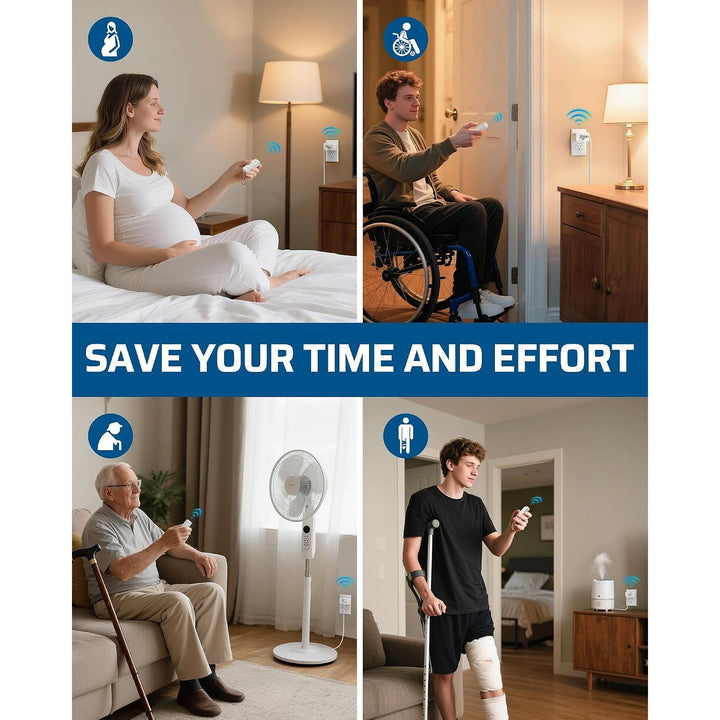 Indoor Remote Control Outlet, Wireless Remote Outlets Switch, No Interference, 15A/1875W, 100FT RF Range, Compact Light Switch for Lamp, Fan, Christmas Decor, 3 Outlets