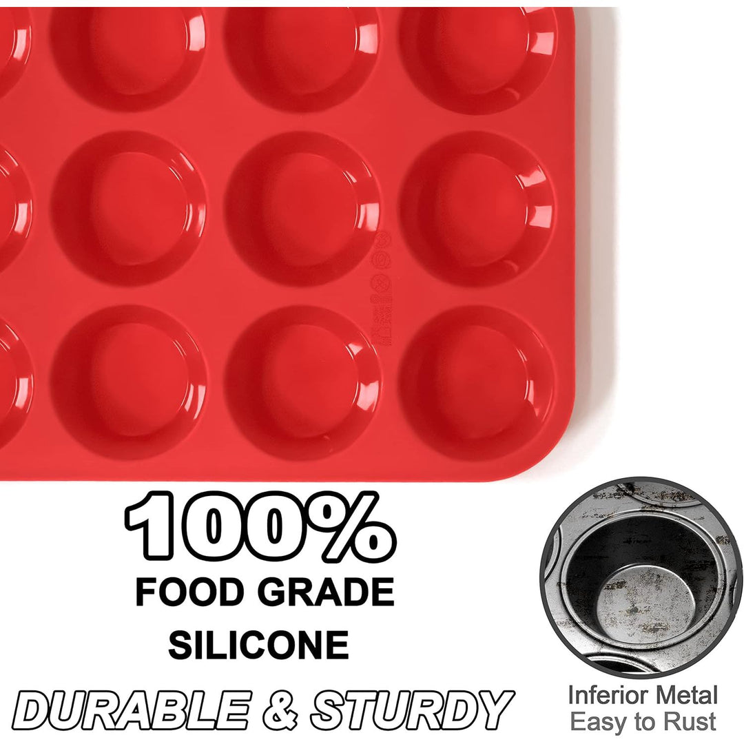 Anaeat Silicone Muffin Pan - Regular 12 Cups Cupcake Tray, Non-Stick Silicone Baking Molds for Making Muffin Cakes, Cupcake, Chocolate, Bread,Tart and Desserts, Just Pop Out