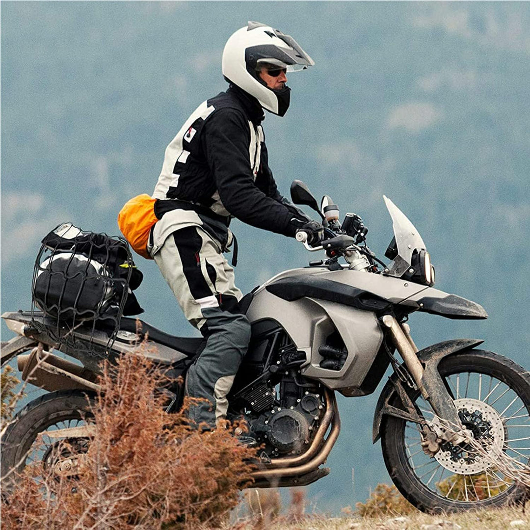 2 Pack Motorcycle Net, 40x40cm Motorcycle Helmet Net, Luggage Cargo Net for Moto and Bike, Spider Heavy Duty Elasticated Bungee Comes with 6 Hooks for Secure