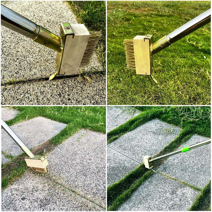 Crack Weeder, Manual Crevice Weeding Tool, Manual Weeding Tool, Moss Weed Remover Puller Tool, Grout Brush with Steel Handle for Paver Deck Patio Walkway Driveway