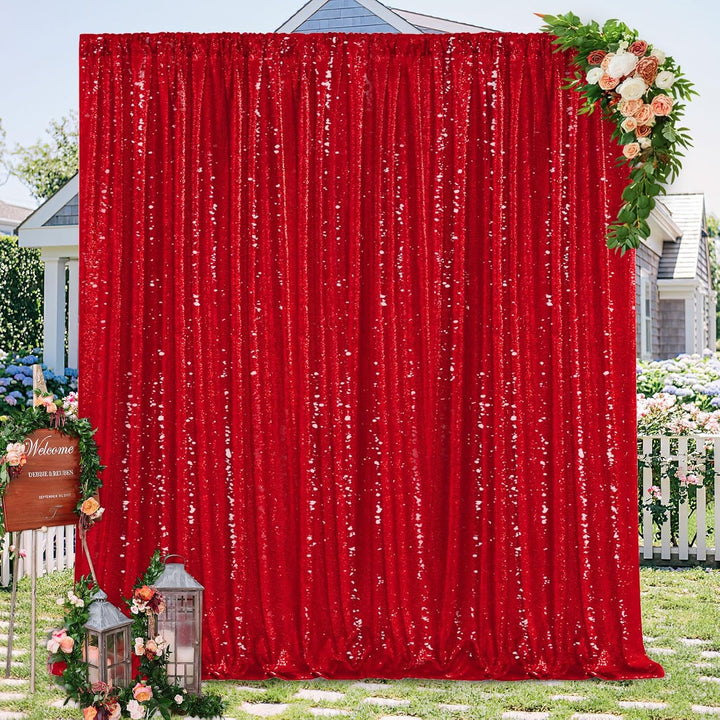 4ft x 8ft Red Sequin Backdrops Glitter Curtain Photography Background Valentine's Day Baby Shower Decorations