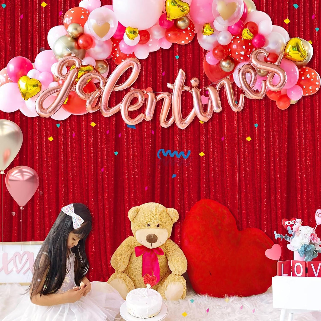 4ft x 8ft Red Sequin Backdrops Glitter Curtain Photography Background Valentine's Day Baby Shower Decorations