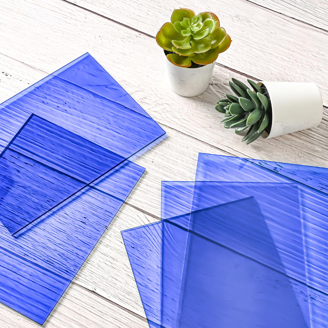 Blue Transparent Acrylic Sheets 8 x 12 x 1/8 inch Thick 3mm Cast Plexiglass Sheets,for Sign,Craft,Painting,Laser Cutting,DIY Display Projects… (2, Blue, 8"x 12")