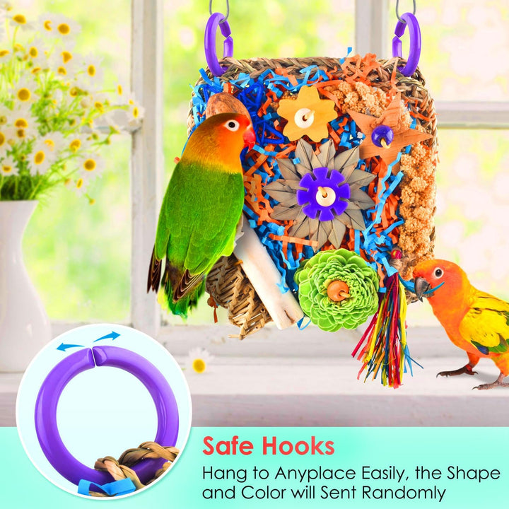 Bird Toys, Parrot Chewing Shredding Foraging Toys Parakeet Hanging Toys for Budgies Lovebird Cockatiel Small-Medium Bird