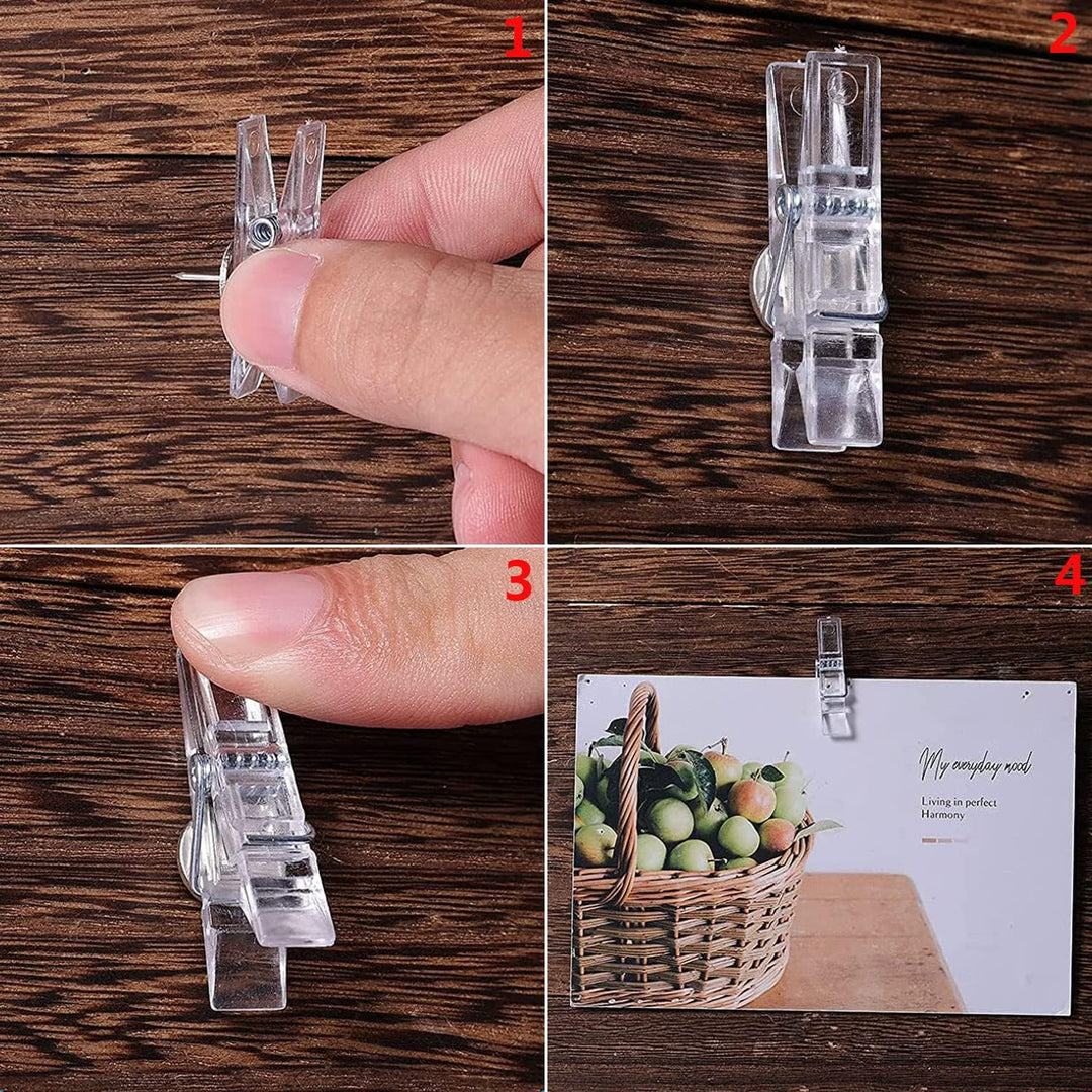 200pcs Push Pins Set, 5 Styles Clear Pushpin Clips with Stainless Steel Tips Heavy Duty Hooked Thumb Tacks, Decorative Plastic Heads Point Hook for Cork Board Foam Bulletin Board Artworks