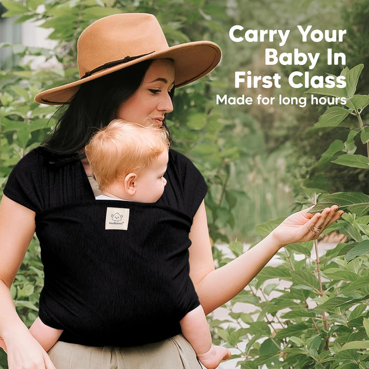 KeaBabies Baby Wrap Carrier - All in 1 Original Baby Carrier Newborn To Toddler Sling, Easy to Wear, Hands Free Bonding, Lightweight, Breathable Infant Wraps (Trendy Black)