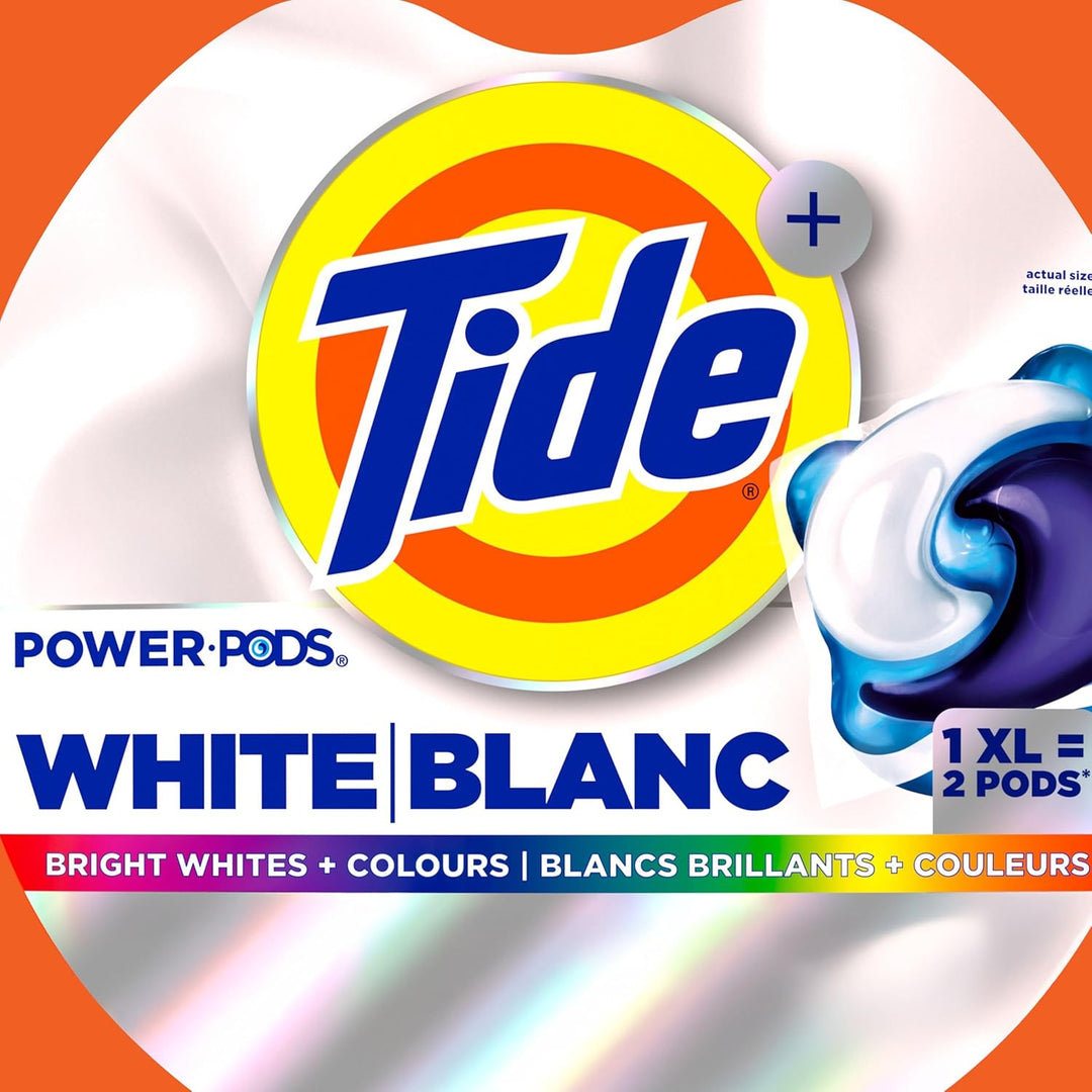 Tide Power PODS White Laundry Detergent Pacs Brilliant Whitening + Color Protect, 63XL Count