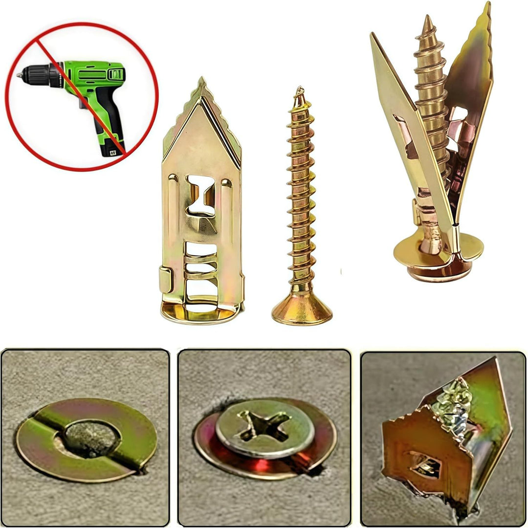 50 PCS Metal Expansion Bolt for Drywall, 0.47 x 1.57 in Zinc Plated Steel Self-Drilling Anchors, Dry Wall Anchors and Screws Kit, Eliminating The Need for Drilling or Punching Holes in The Wall