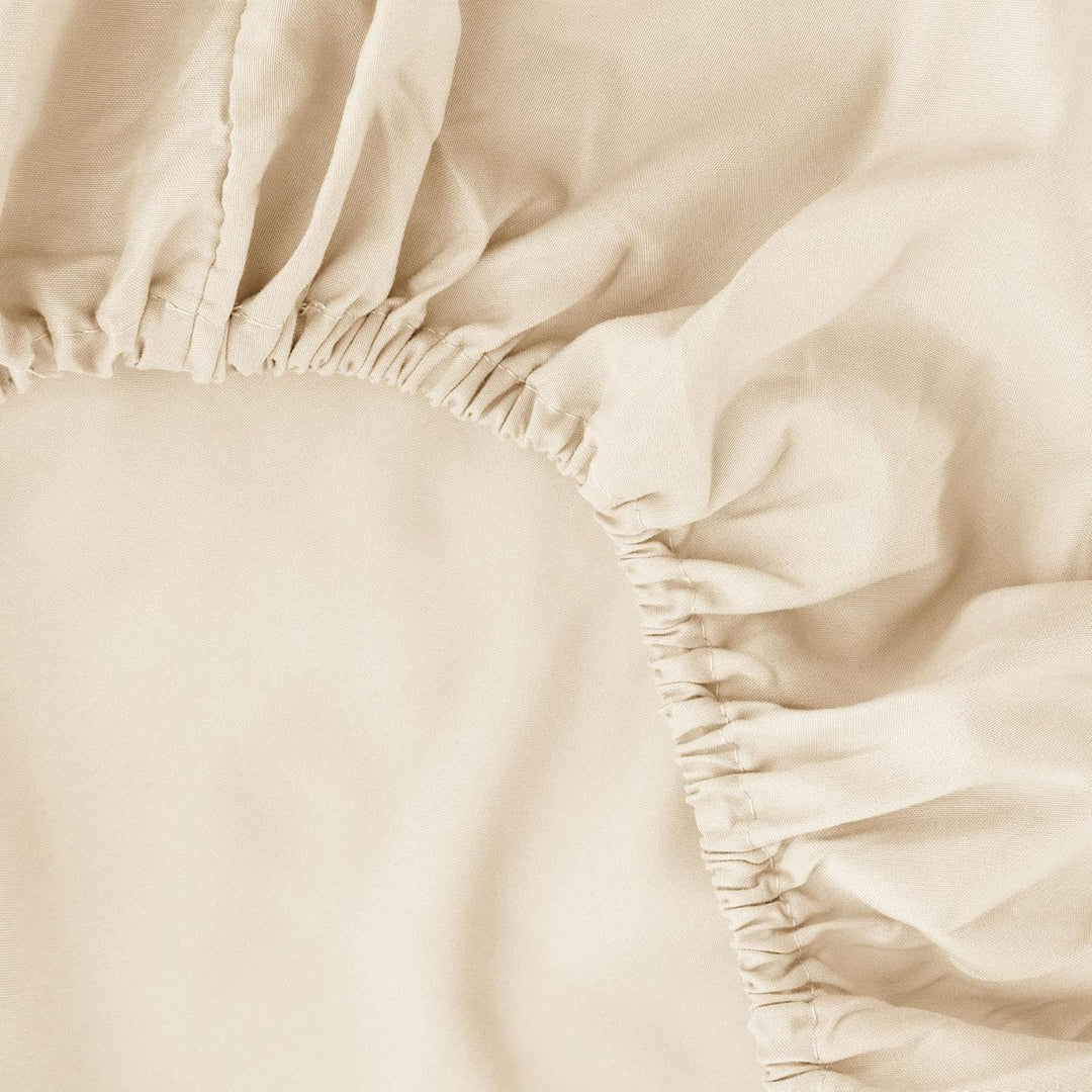 Ghooss Queen Size Bed Sheet Set-Beige 4 Piece Set-1800 Microfiber Polyester-Super Soft-14inch Deep Pocket-Stain Resistant,Wrinkle,Breathable,Machine Washable-Queen,Beige