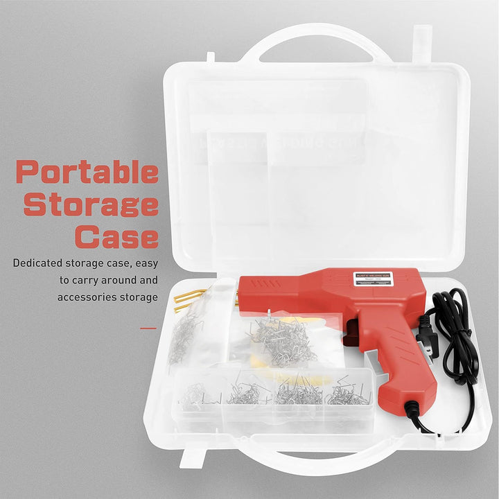 Hot Stapler Plastic Repair Kit with 800PCS Hot Staples, 110V Automotive Plastic Bumper Repair Kit Hot Stapler Gun for Car Bumper Kayak Fender Mood More Plastic(Red)