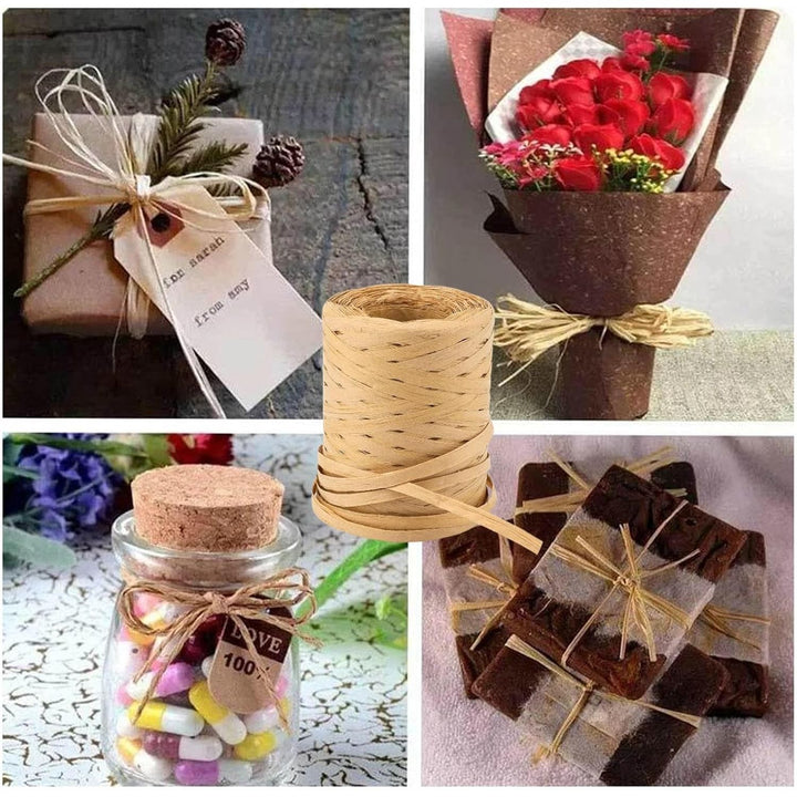 218 Yards Raffia Ribbon for Gift Wrapping Easter Raffia Paper Craft Ribbon for Gift Birthday Packing Paper Natural Materials Natural Raffia Paper Raffia Ribbon