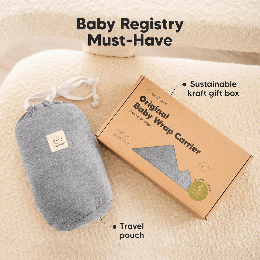 KeaBabies Baby Wrap Carrier - All in 1 Original Baby Carrier Newborn To Toddler Sling, Easy to Wear, Hands Free Bonding, Lightweight, Breathable Infant Wraps (Classic Gray)
