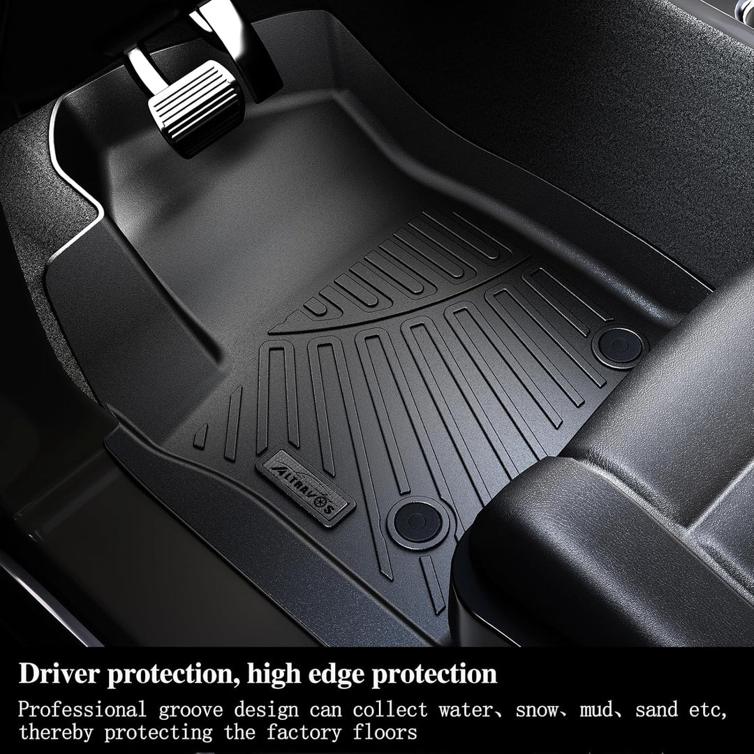 Floor Mats & Large Trunk Mat for 2018-2025 2026 Volkswagen Atlas（Only Fit 7 Seats）-2nd Row Bench Seat,TPE All Weather Protection 3 Rows Car Floor Liners with Large Cargo Liners for VW Atlas