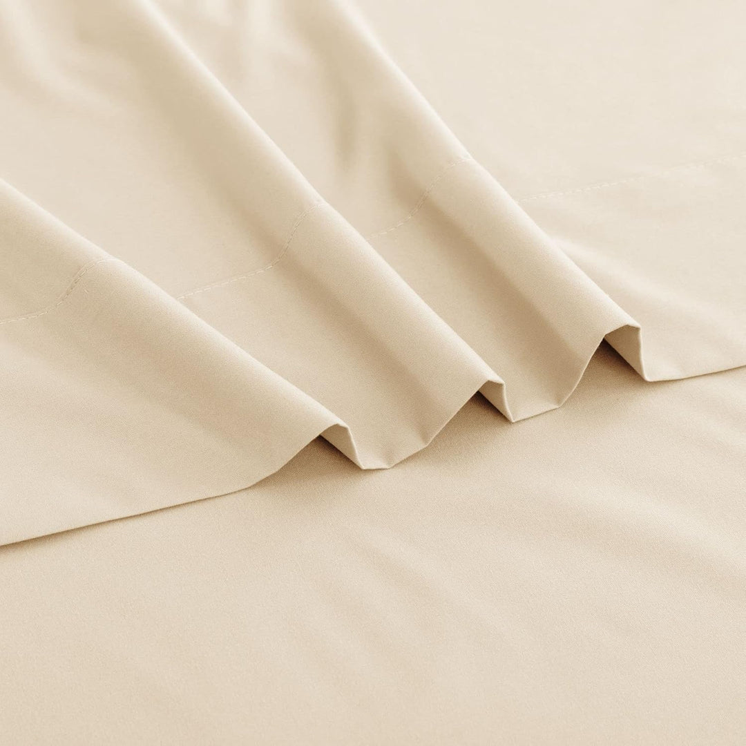 Ghooss Queen Size Bed Sheet Set-Beige 4 Piece Set-1800 Microfiber Polyester-Super Soft-14inch Deep Pocket-Stain Resistant,Wrinkle,Breathable,Machine Washable-Queen,Beige