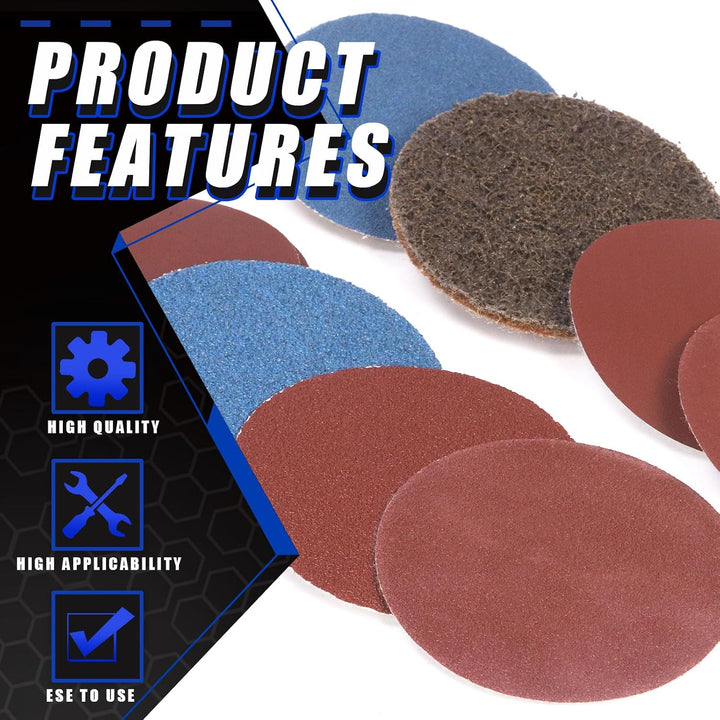 120Pcs Sanding Discs Assortment Kit, 3 Inch Quick Change Discs 80-3000 Grit Roll Lock Grinding Discs Surface Conditioning Discs with 1/4 inch Holder for Die Grinder Surface Rust Removal