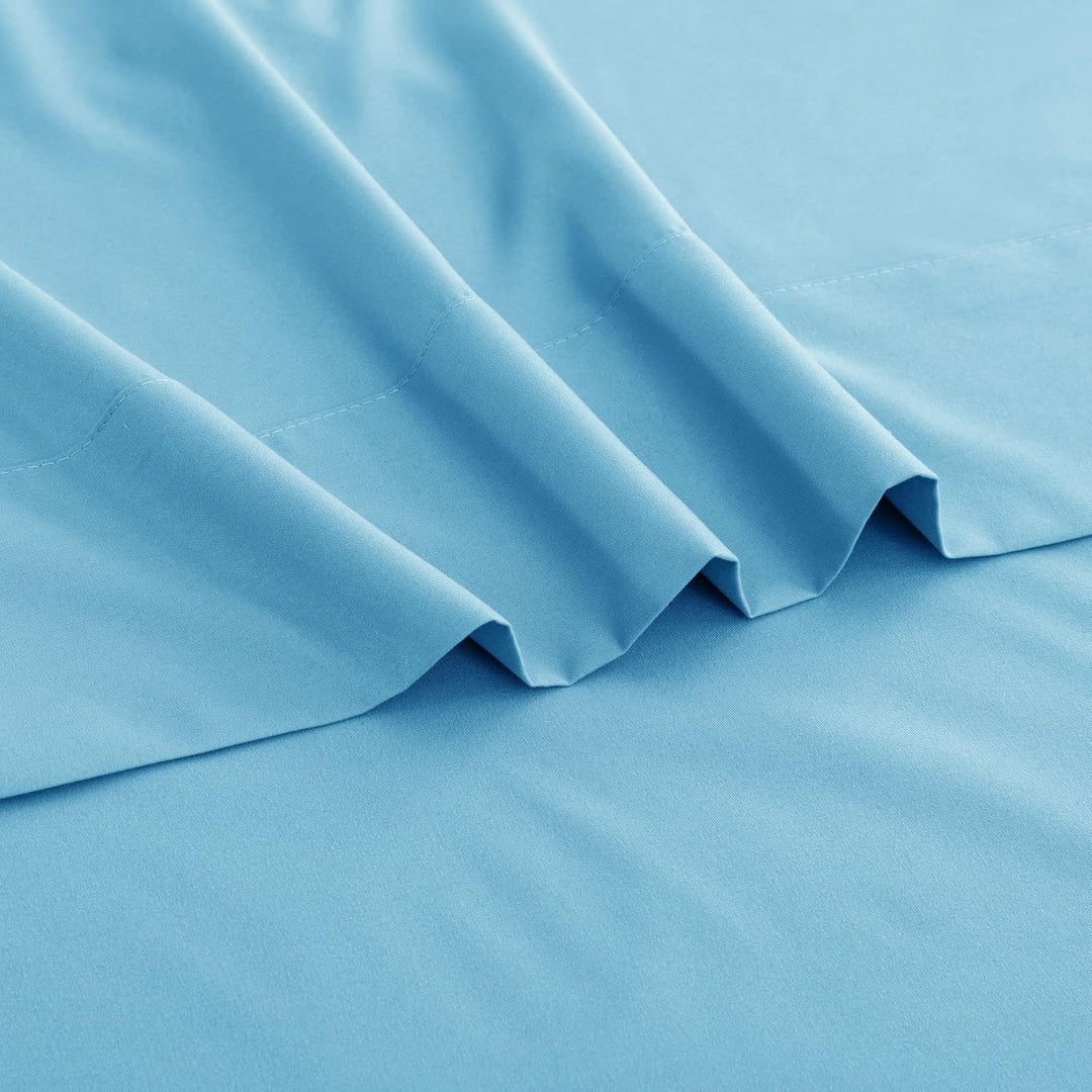 Ghooss Full Size Sheets 4 Pieces Bed Sheet,100% Super Soft Brushed Microfiber 1800 Luxury Bedding,Deep Pocket,Hypoallergenic,Wrinkle Free Fade & Stain Resistant(Sky Blue,Full)
