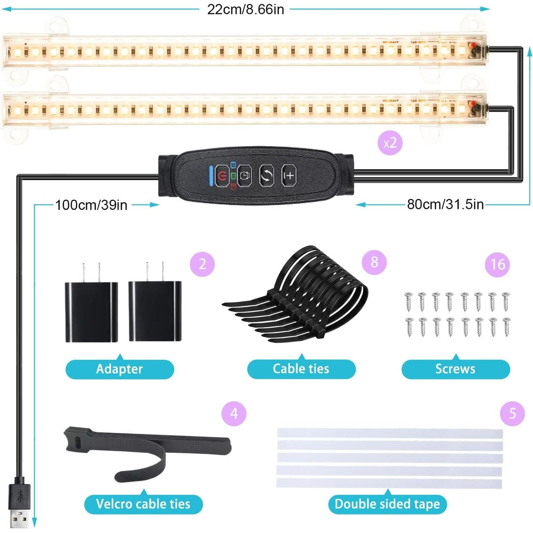 8.6" LED Grow Light Strips, 104 LEDs Plant Lights for Indoor Plants Full Spectrum 3500K with Timer 3/9/12 Hrs, 10 Dimmable Levels, Grow Lamp for Hydroponics Succulent_2 Pack - Just Closeouts Canada Inc.X004RS1Y61